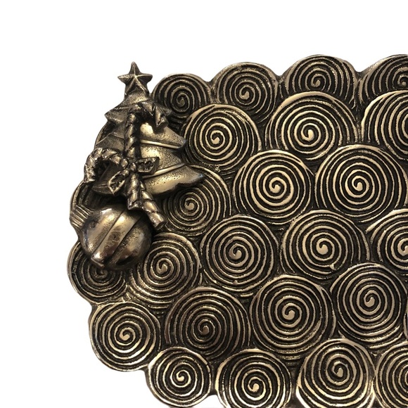 MudPie Swirlie Silver Christmas Serving Platter - Picture 7 of 10